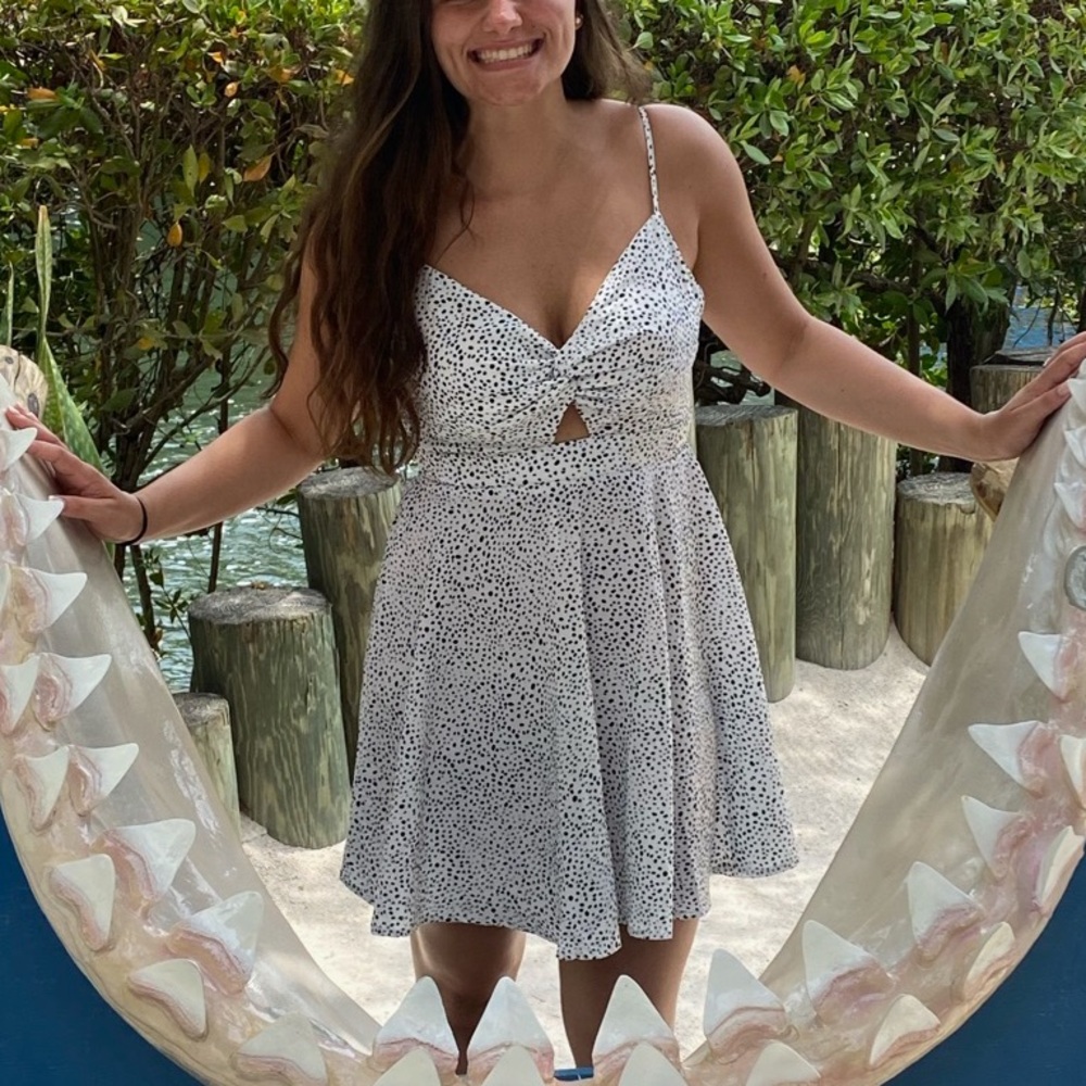 Polka Dot Skater Dress with Keyhole Front